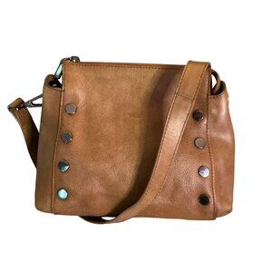 Hammitt brown Leather Crossbody Bag gunmetal hardware Adjustable crossbody Strap